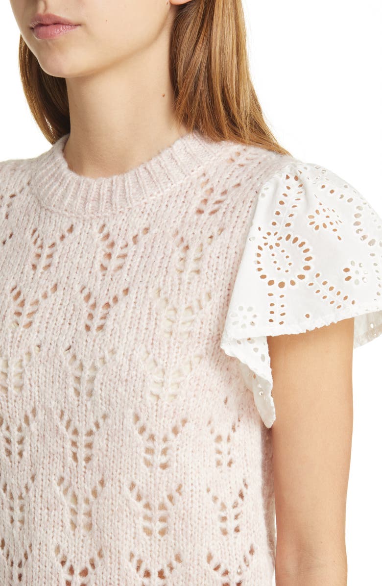 Rails Everly Flutter Sleeve Pointelle Sweater, Alternate, color, 