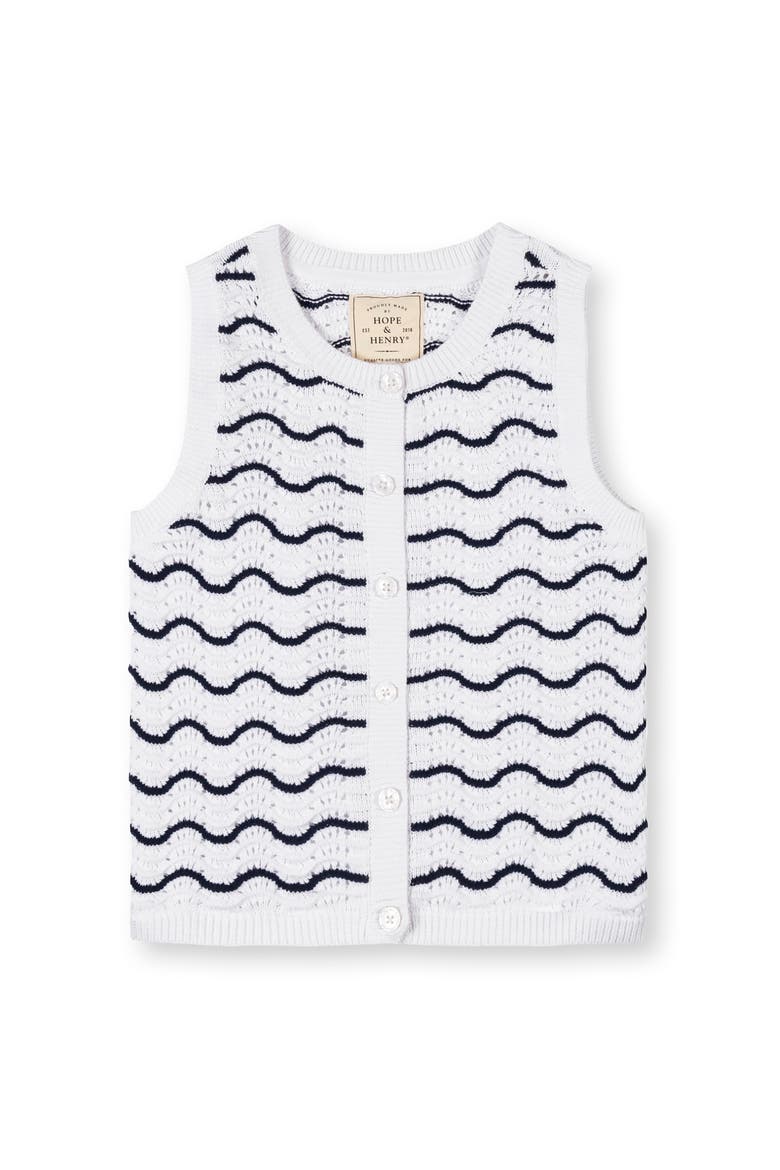 Organic Button Front Sweater Tank, Alternate, color, Navy Wiggle