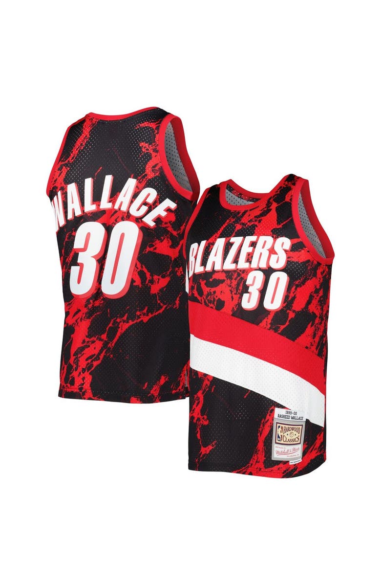 Mitchell & Ness Men's Mitchell & Ness Rasheed Wallace Black Portland Trail Blazers 1999/00 Hardwood Classics Marble Swingman Jersey, Main, color,