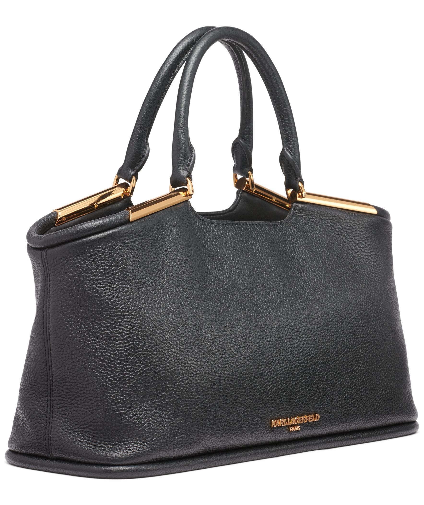 KARL LAGERFELD PARIS Valerie Satchel, Alternate, color, Black/Gold