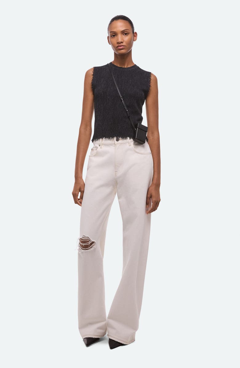 Helmut Lang Raw Edge Linen Blend Sweater Tank, Alternate, color, Black