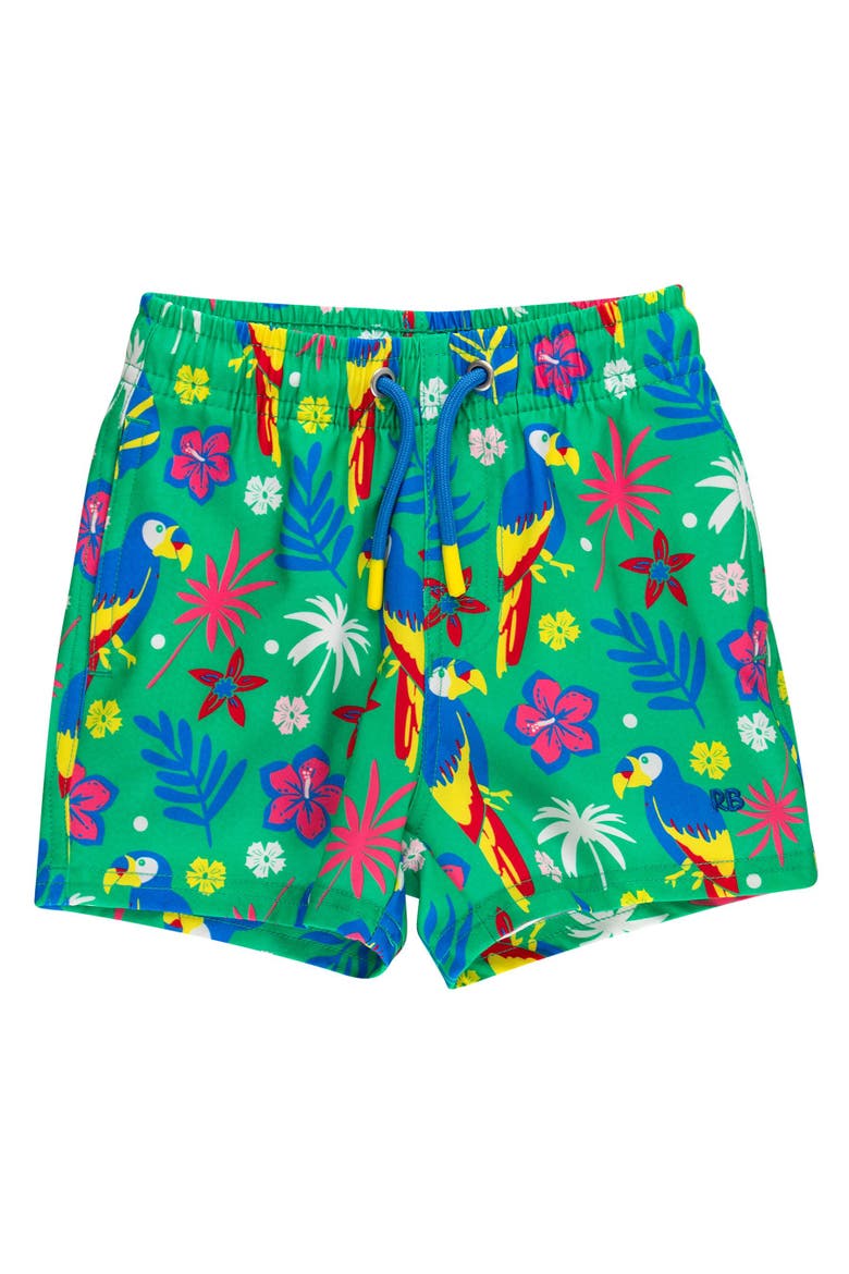 UPF50+ Sun Protected Stretch Swim Trunks, Main, color, Parrot Palms