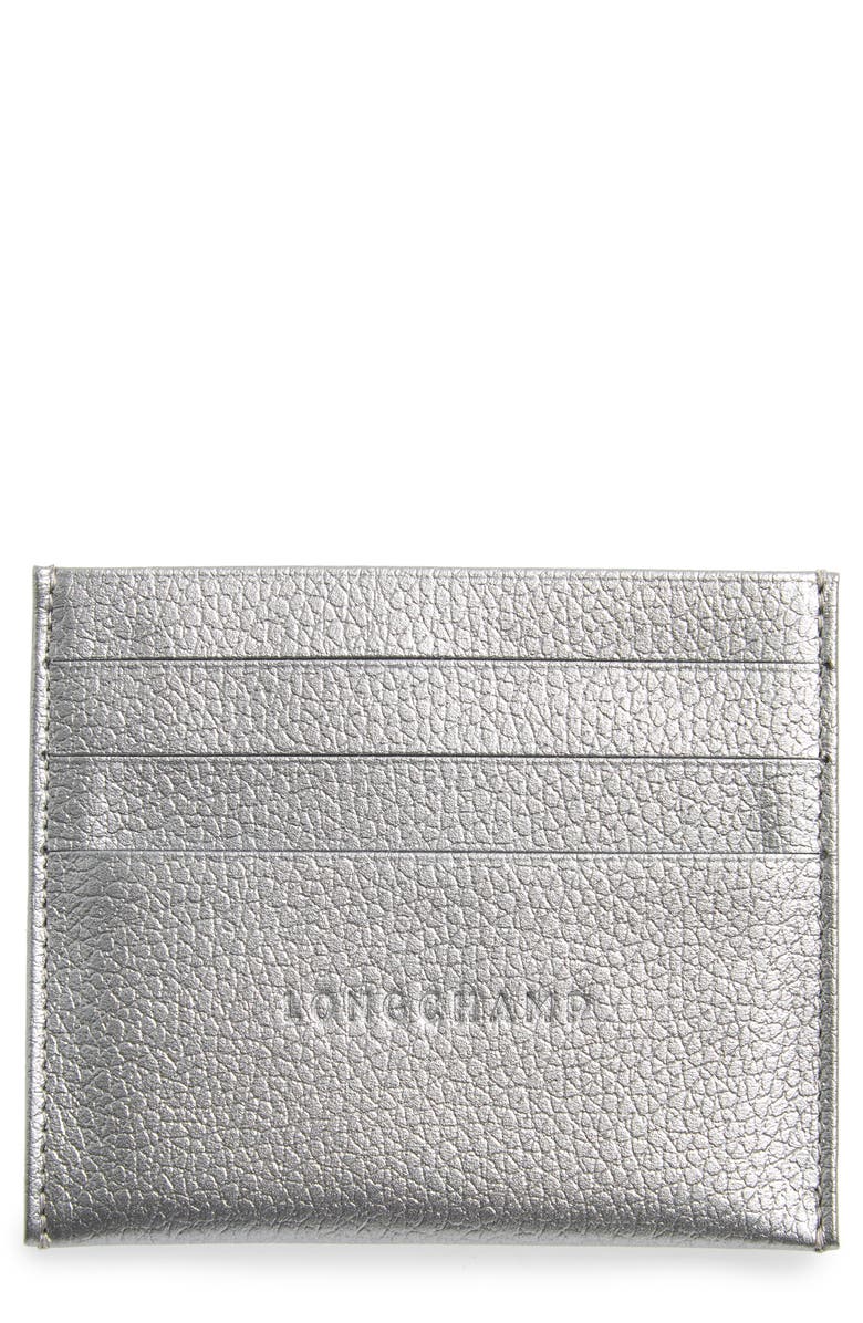 Longchamp 'Le Foulonne' Pebbled Leather Card Holder, Main, color, 