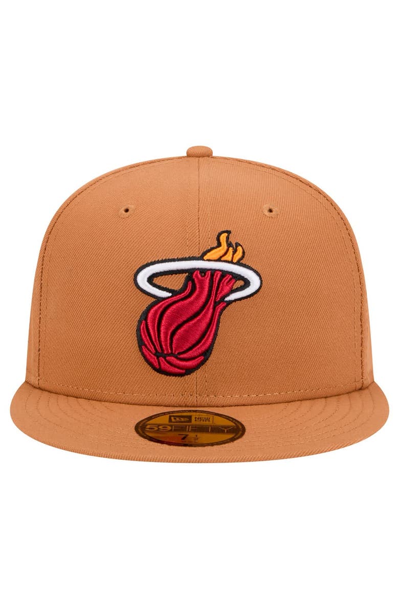 New Era Men's New Era Tan Miami Heat Color Pack 59FIFTY Fitted Hat, Alternate, color, Tan