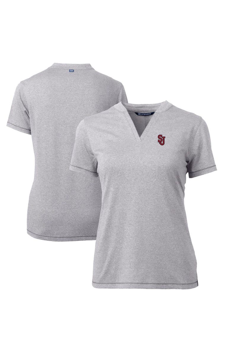 Cutter & Buck Women's Cutter & Buck Heather Gray St. John's Red Storm Forge Blade V-Neck Top, Main, color,