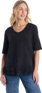 WILT Clothing V-Neck Elbow Sleeve Mixed Media Tee