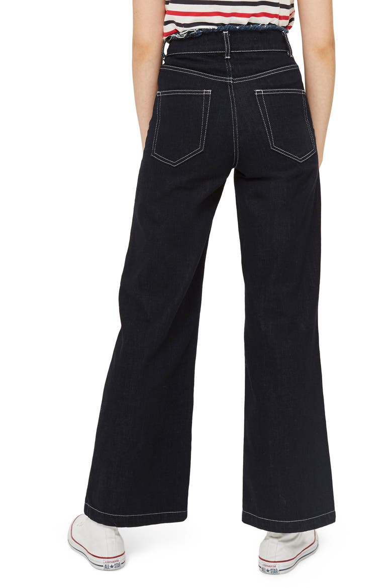 Frayed Waist Wide Leg Jeans, Alternate, color, INDIGO