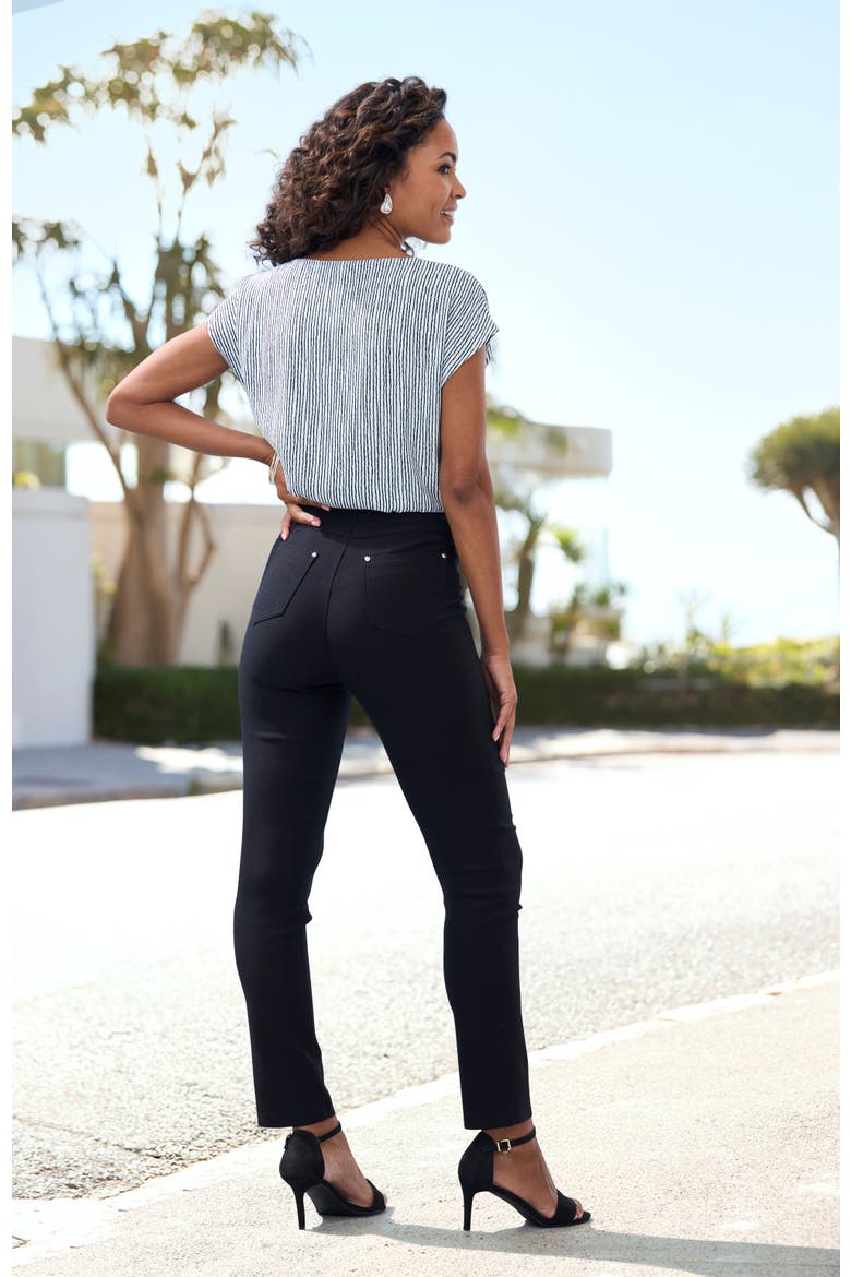 Keyhole Striped Blouse, Alternate, color, White & Black