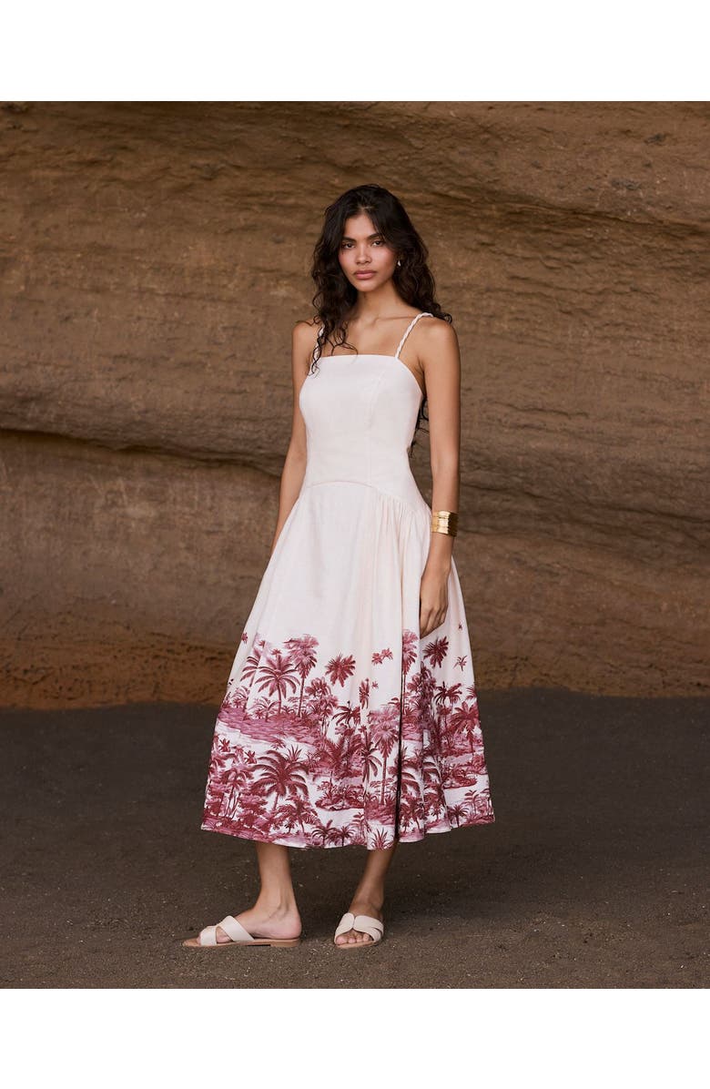 MINT VELVET Palm Print Midi Dress, Alternate, color,