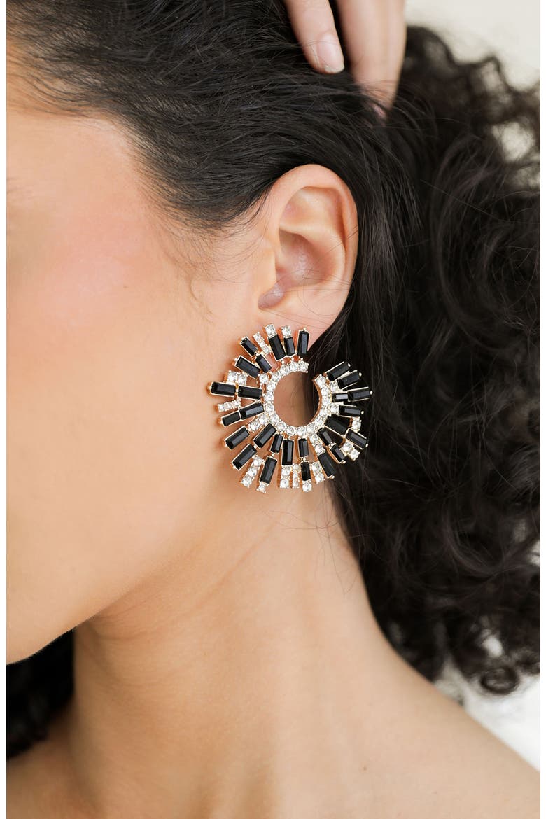 Crystal Stardust Earrings, Alternate, color, BLACK