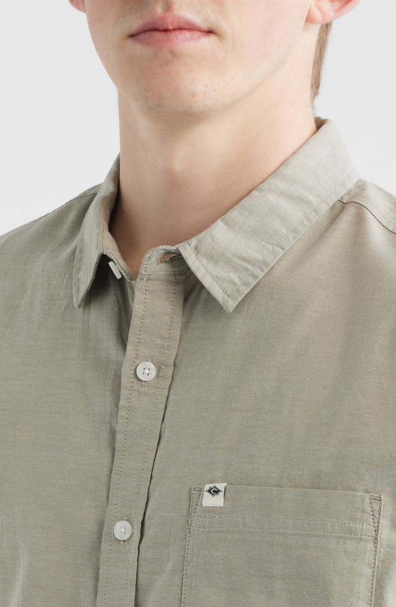 Rip Curl Classic Surf Ourtime Short Sleeve Cotton Button-Up Shirt, Alternate, color, Surplus Green