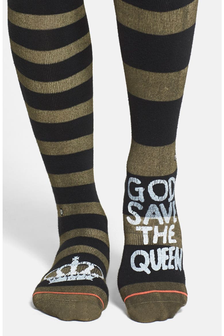 'Save the Queen' Boot Socks, Main, color, DARK OLIVE