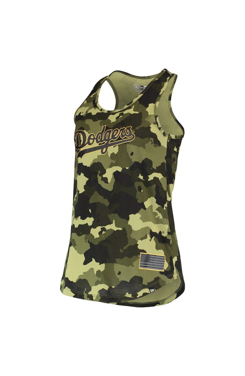 New Era Women's New Era Green Los Angeles Dodgers 2022 MLB Armed Forces Day Camo Racerback Tank Top, Alternate, color, 