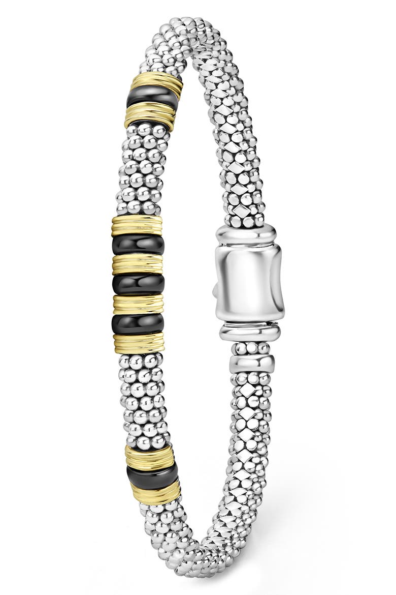 Men's Black Caviar Triple Station Caviar Bracelet, Alternate, color, SILVER