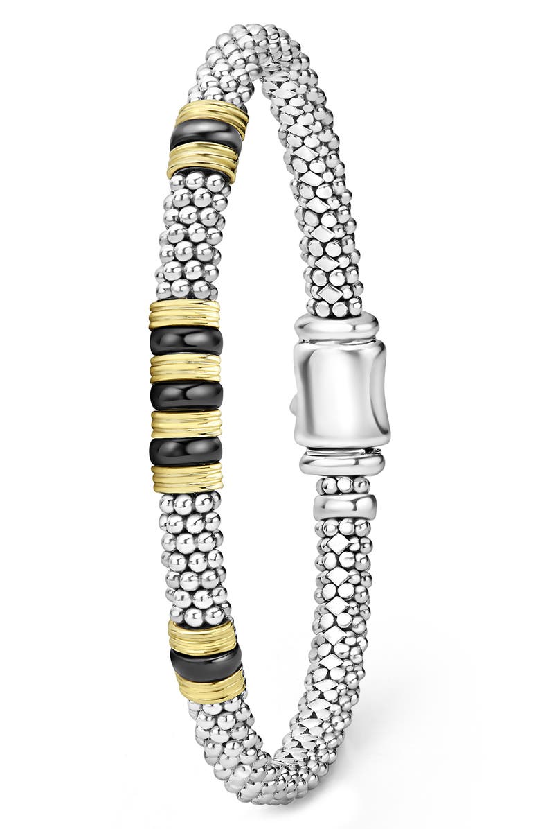 LAGOS Men's Black Caviar Triple Station Caviar Bracelet, Alternate, color, Black