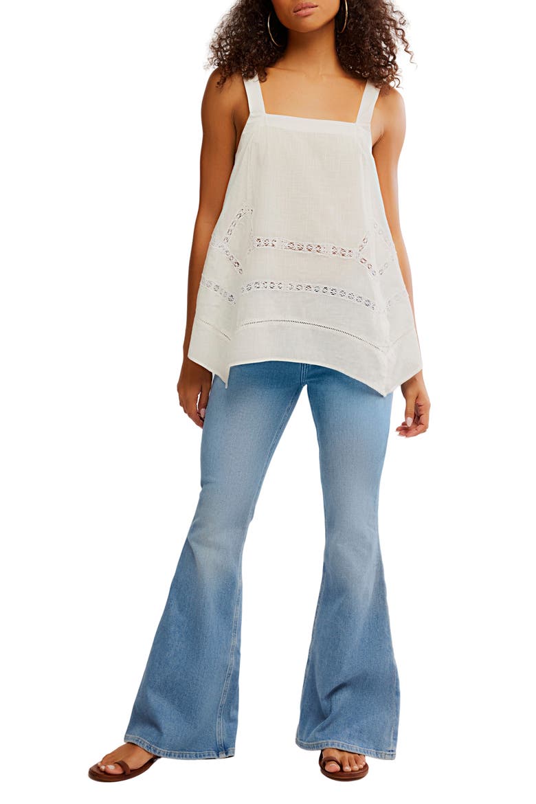 Free People Lace Inset Handkerchief Hem Cotton Camisole (Women