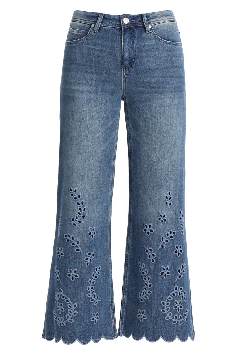 Eyelet Scallop Hem Ankle Flare Jeans, Alternate, color, NEBULA
