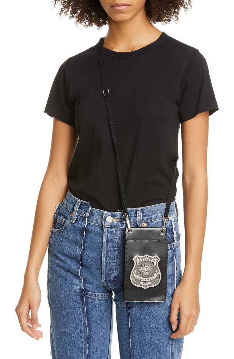 VETEMENTS Police Leather Crossbody Pouch, Alternate, color,