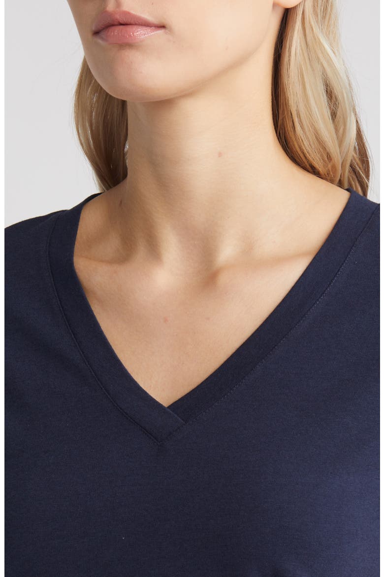Stretch Cotton Blend V-Neck T-Shirt, Alternate, color, NAVY BLAZER