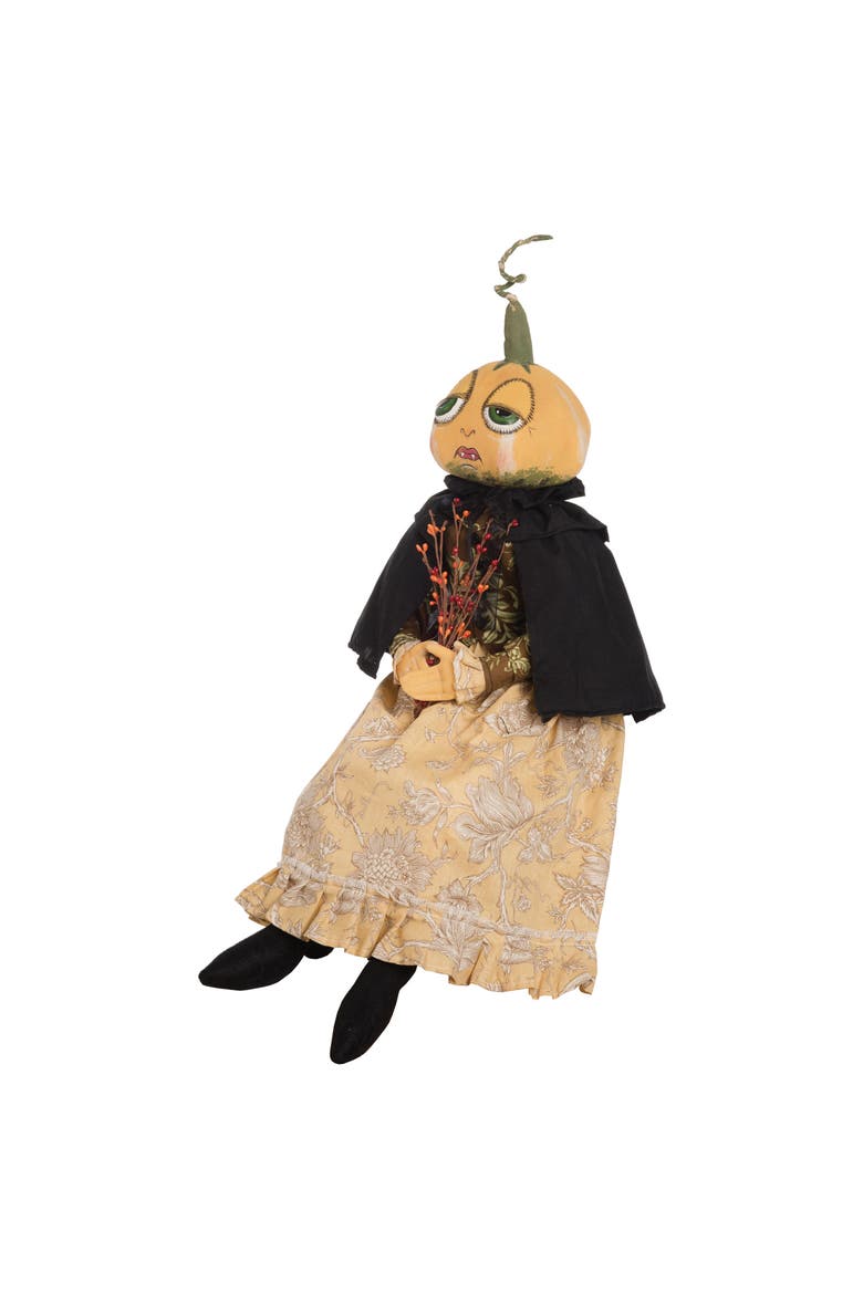 Effie Pumpkin Head Halloween Joe Spencer Gathered Traditions Figurine, Main, color, Orange
