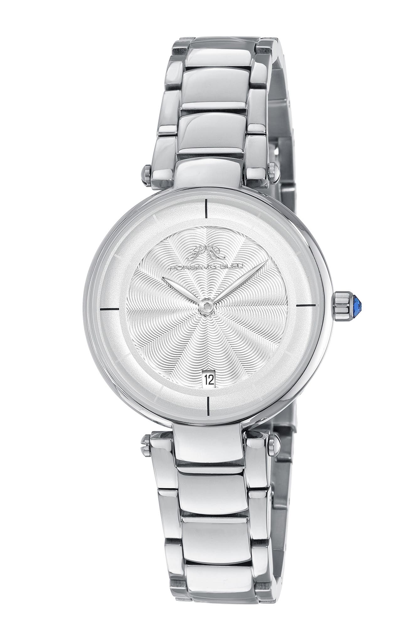 PORSAMO BLEU Women's Madison Guilloche Stainless Steel Bracelet Watch, 29mm