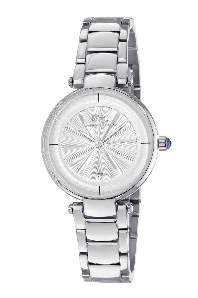 Women's Madison Guilloche Stainless Steel Bracelet Watch, 29mm, Main, color, SILVER