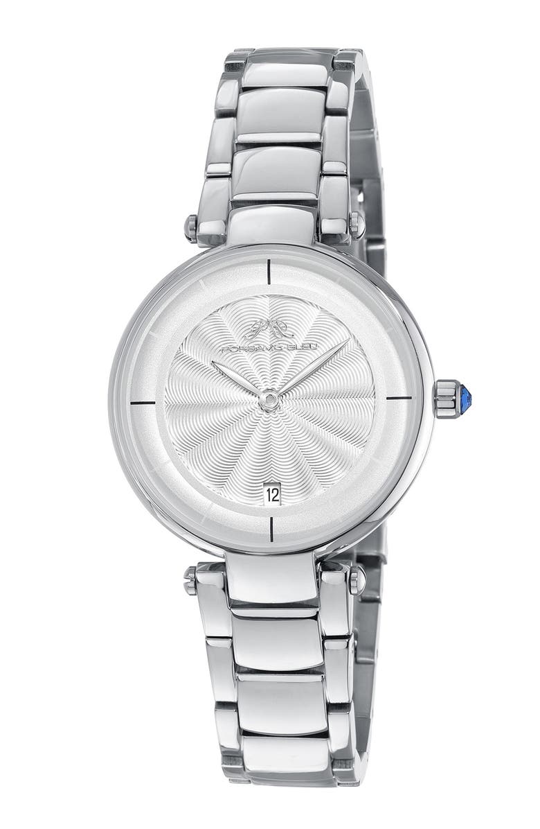 PORSAMO BLEU Women's Madison Guilloche Stainless Steel Bracelet Watch, 29mm, Main, color, Silver