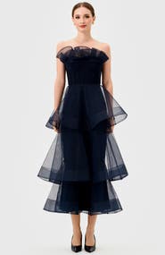 Bariano Mae Tiered Ruffle Midi