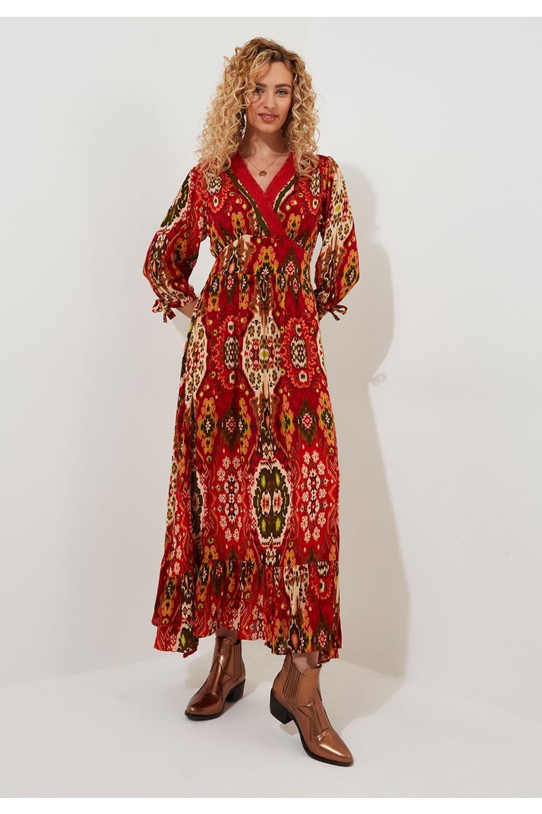 Surplice Flounce Maxi Dress, Alternate, color, BOHO TAPESTRY