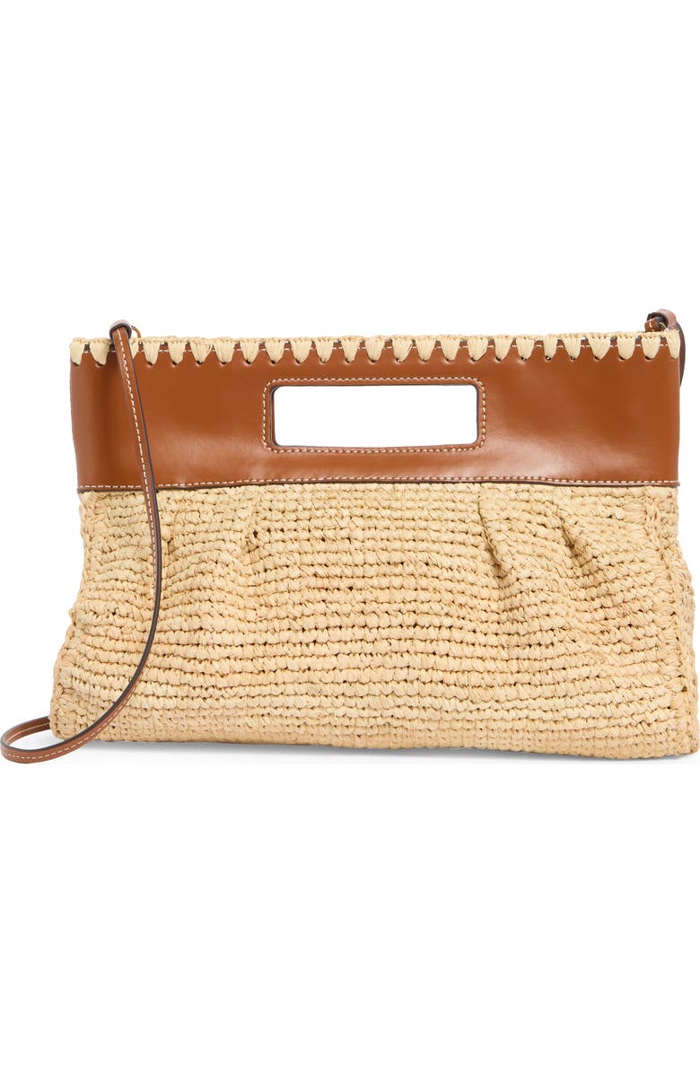 STAUD Lena Raffia Clutch, Main, color, Natural/ Tan