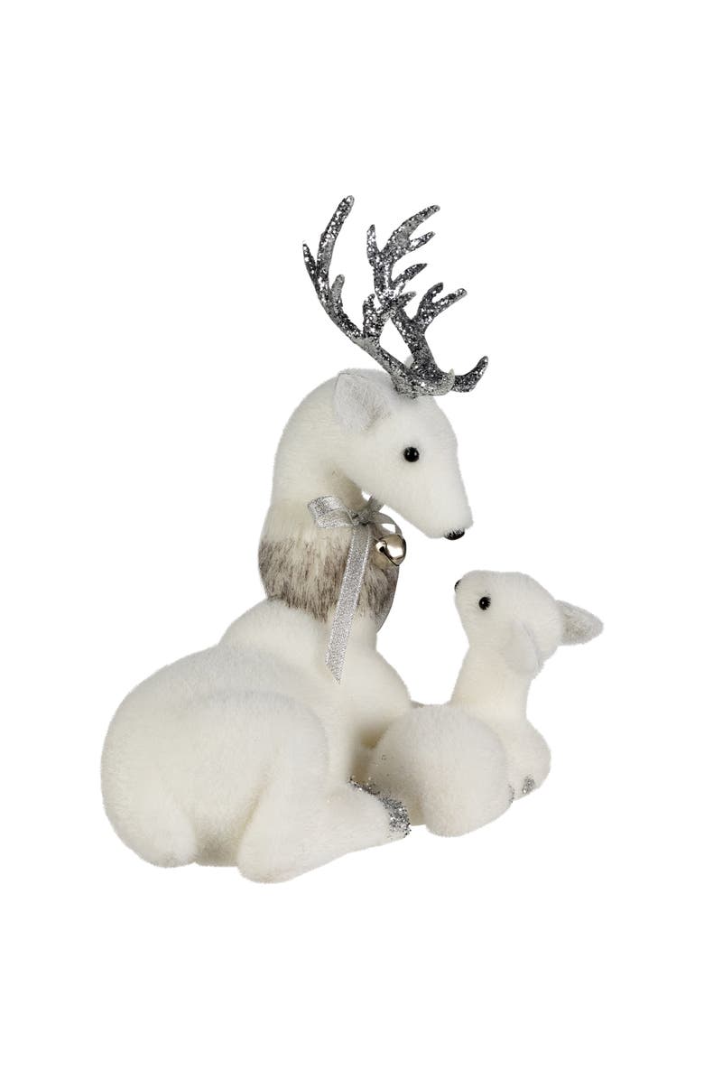 Northlight Laying Reindeer Mom and Calf Christmas Figurine - 11.5", Alternate, color, White