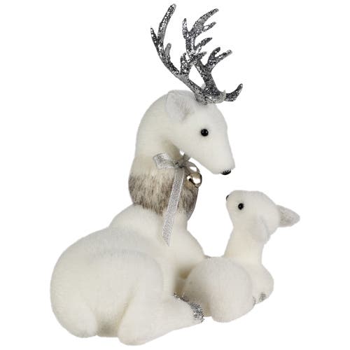 Northlight Laying Reindeer Mom And Calf Christmas Figurine In White