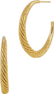 SAVVY CIE JEWELS Textured Moon Hoop Earrings