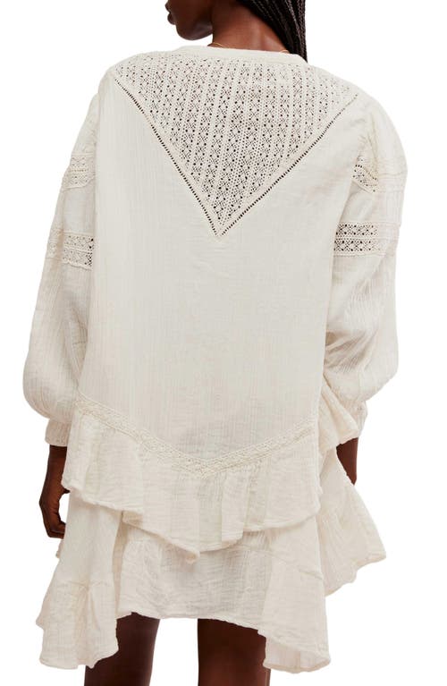 Free People Sachi Long Sleeve Ruffle Minidress In Ivory