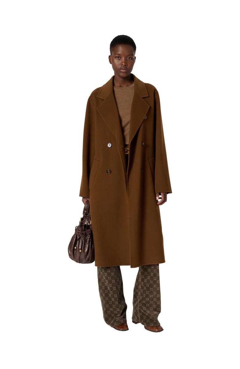 GERARD DAREL Milena Tailored Double-Breasted Coat, Alternate, color, Cigar