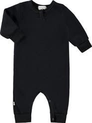 PAIGELAUREN Henley Sweatshirt Fleece Romper
