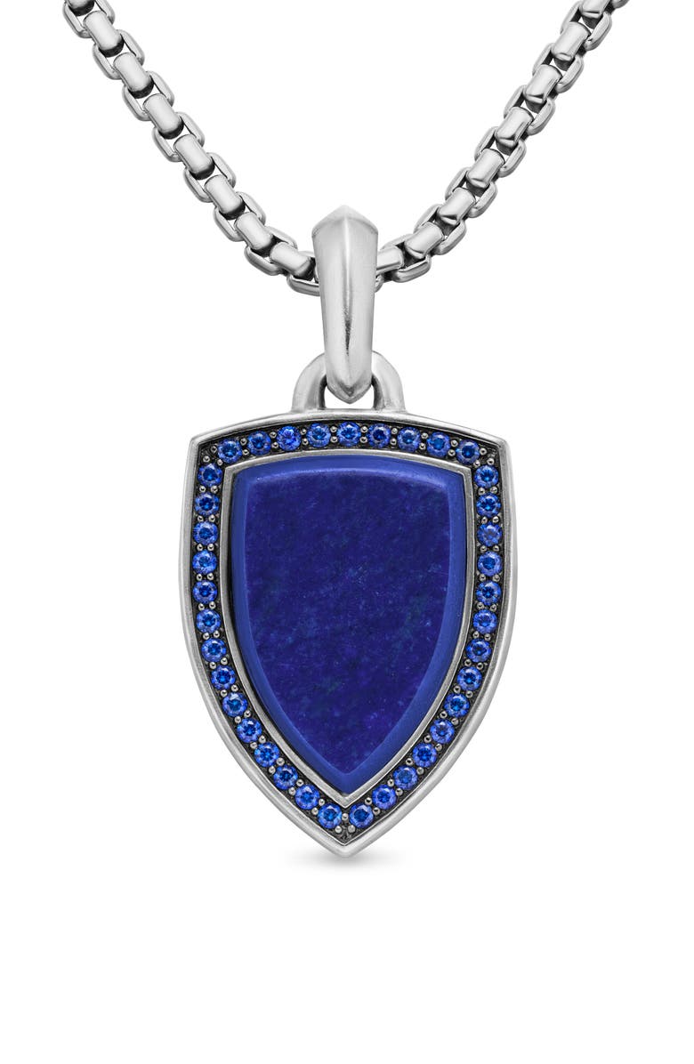 David Yurman Men's Shield Amulet with Diamonds, Main, color, Sterling Silver/ Sapphires