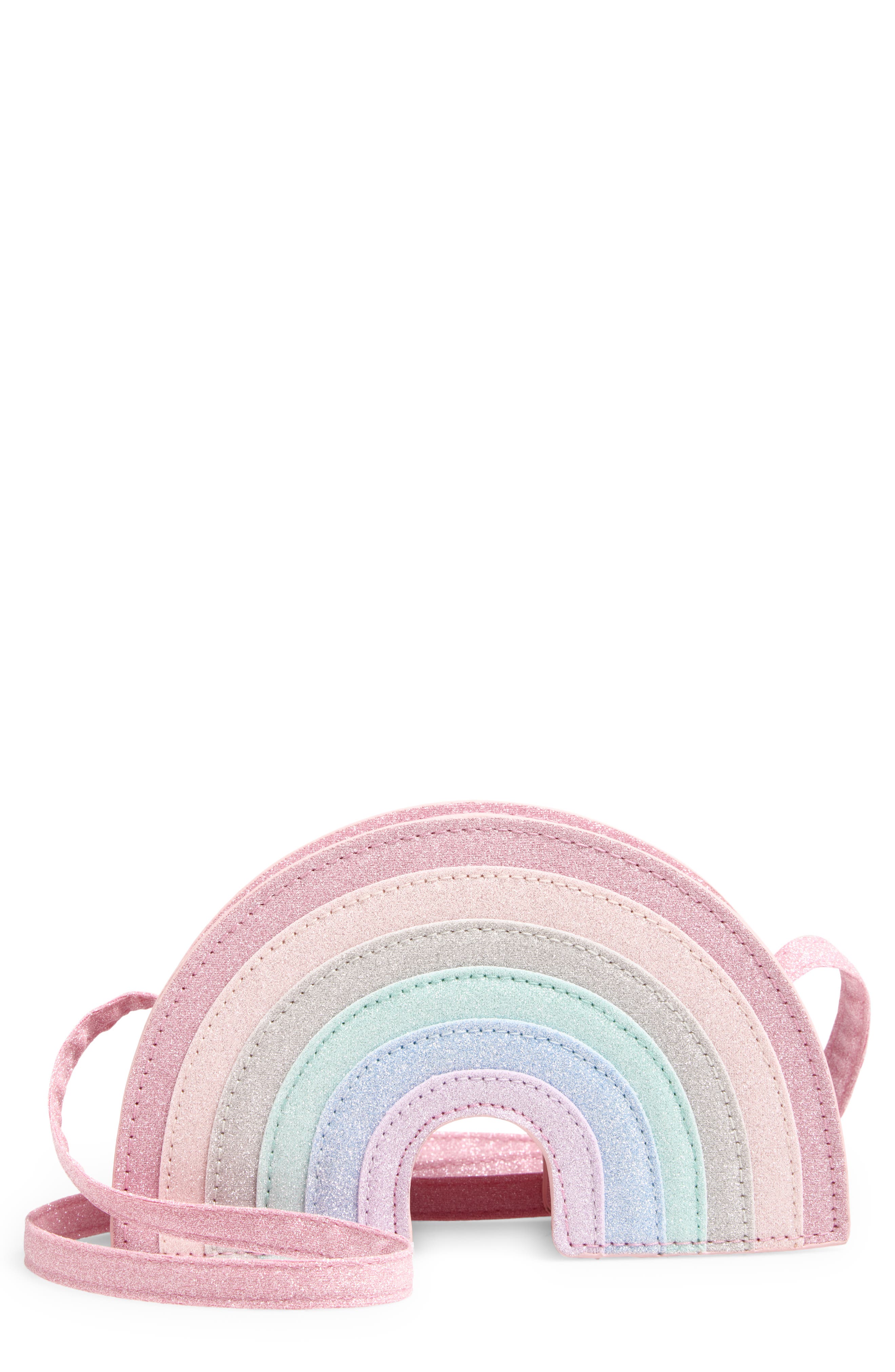 Capelli New York Kids' Glitter Rainbow Crossbody Bag, Main, color, Pink Pale Multi