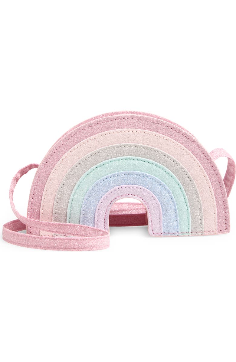 Capelli New York Kids' Glitter Rainbow Crossbody Bag, Main, color, Pink Pale Multi