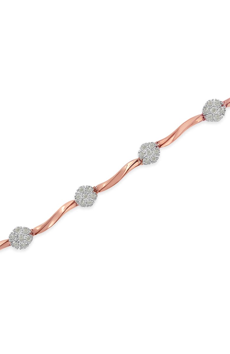 Haus of Brilliance . 10k Rose Gold Over Silver 1.0 cttw Diamond Floral Link Bracelet, Alternate, color, Pink