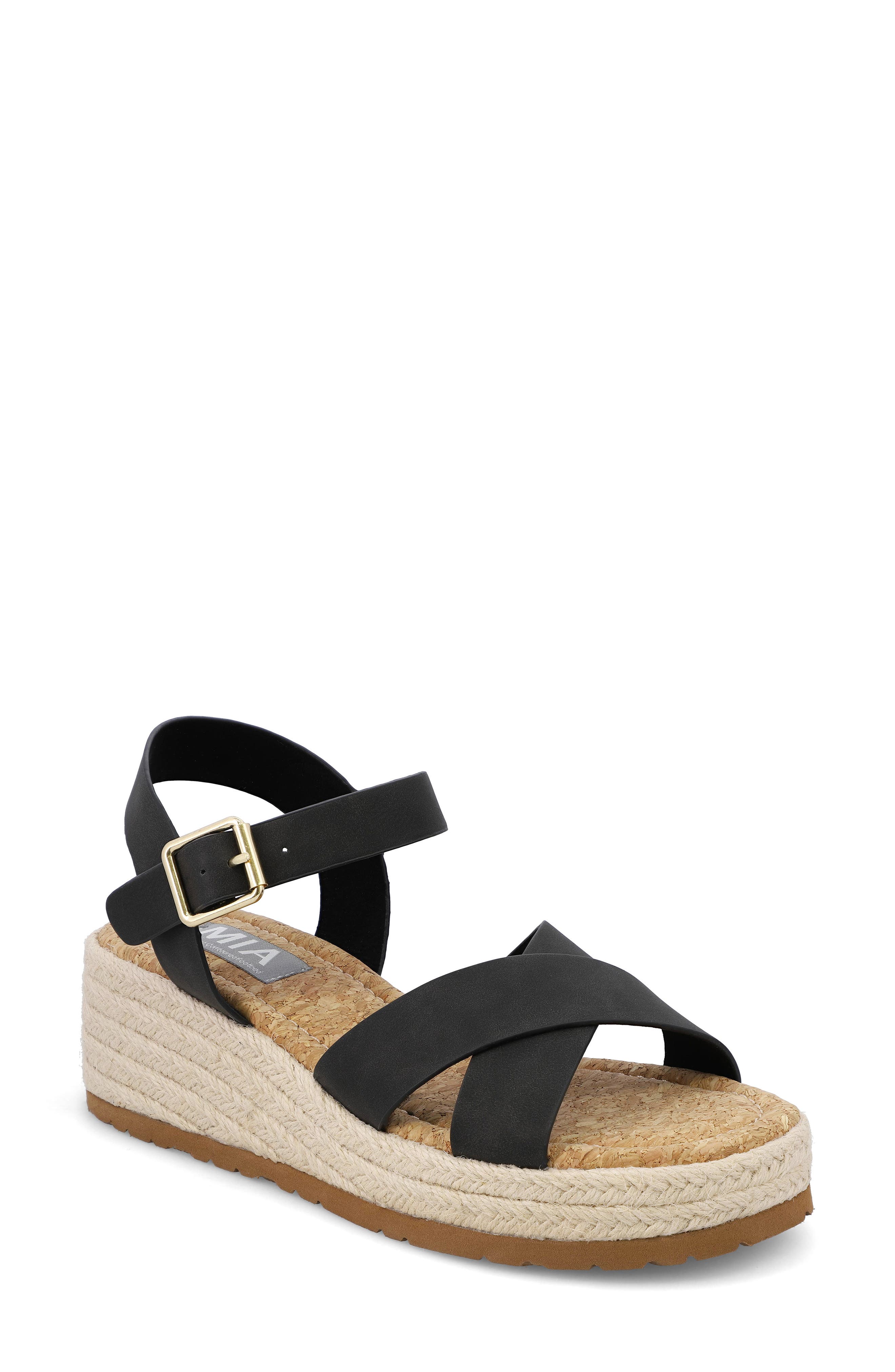 MIA Nikky Ankle Strap Platform Wedge Sandal, Main, color, 