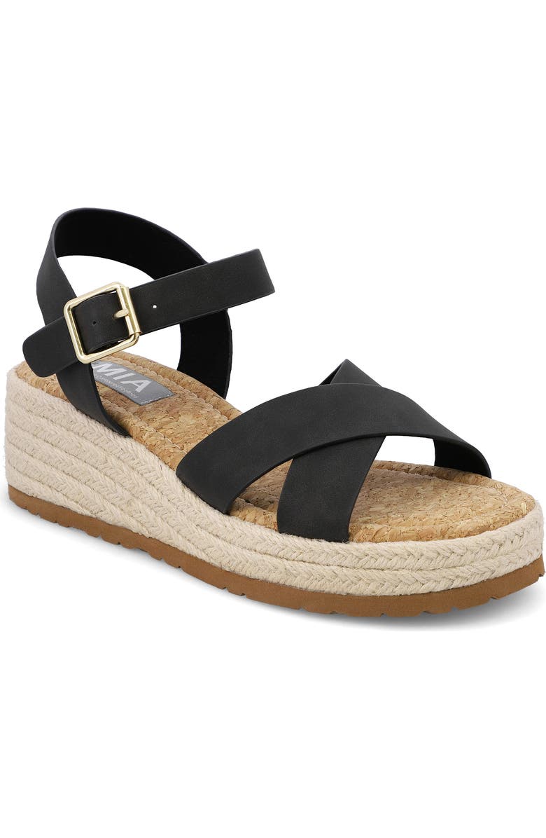 MIA Nikky Ankle Strap Platform Wedge Sandal, Main, color,