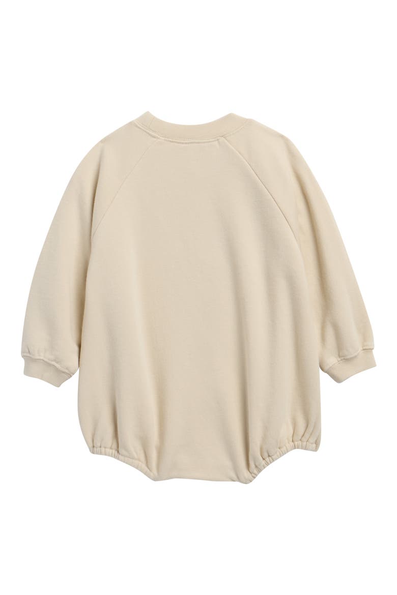 Set Sail Long Sleeve Cotton Fleece Bodysuit, Alternate, color, PEBBLE