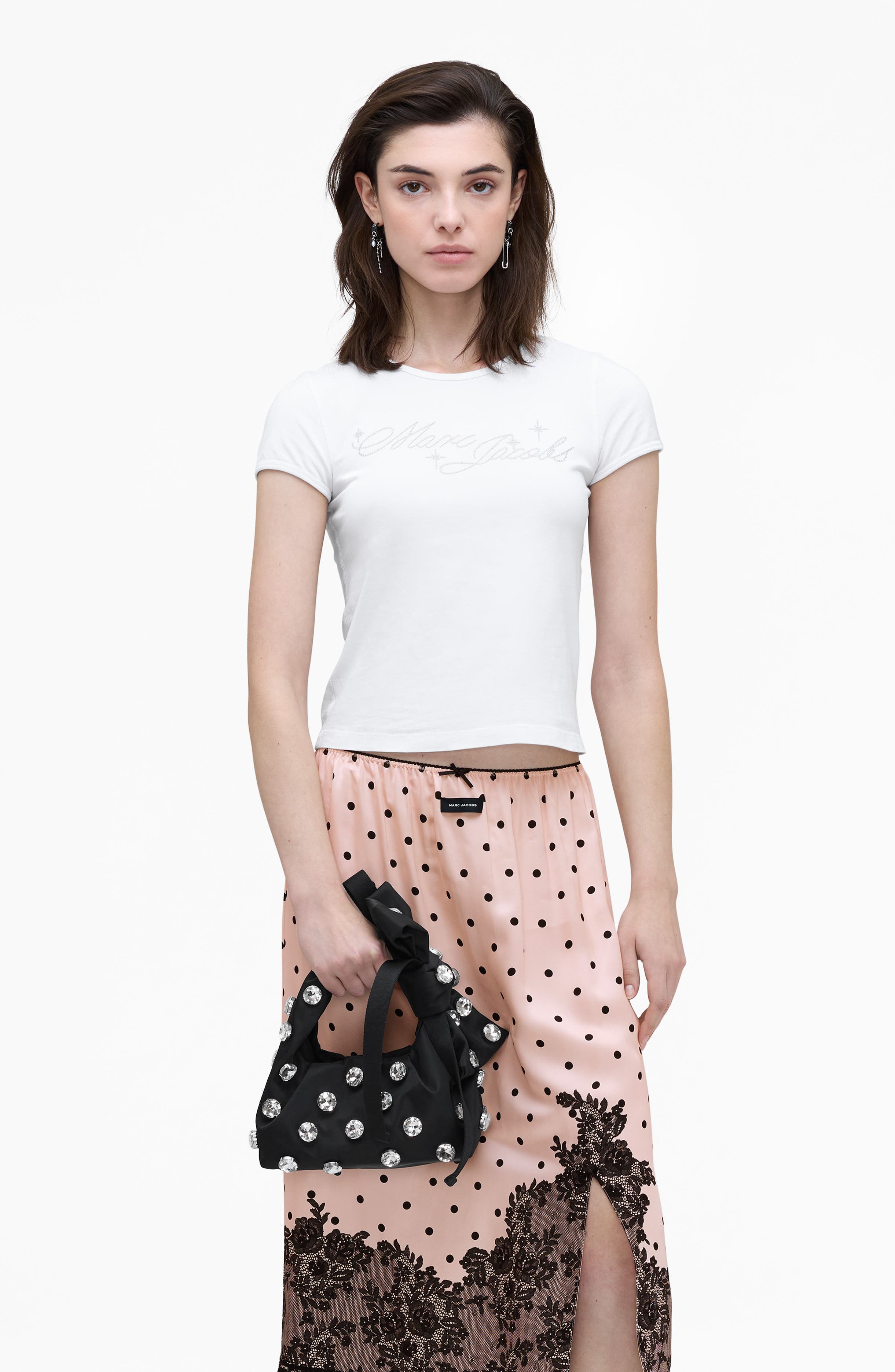 Marc Jacobs The Gem Nylon Bow Mini Sack Bag, Alternate, color, Black