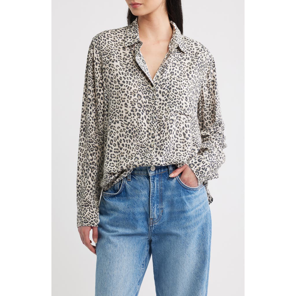 Rails Josephine Leopard Print Button-Up Shirt in Ecru Cheetah at Nordstrom, Size Small