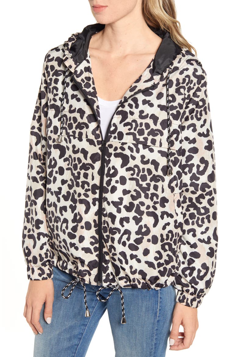 Leopard Print Windbreaker, Alternate, color, TAUPE/ BLACK