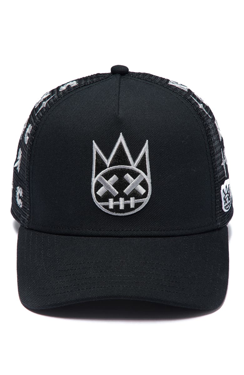 Cult of Individuality Shimuchan Logo Embroidered Trucker Hat, Alternate, color, Black