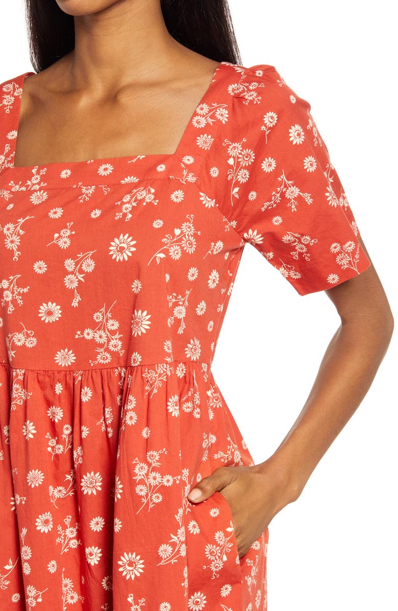 Madewell Allie Cottage Floral Cotton Minidress, Alternate, color, Etruscan Clay