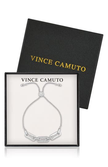 Vince Camuto Crystal Chain Slider Bracelet In Metallic