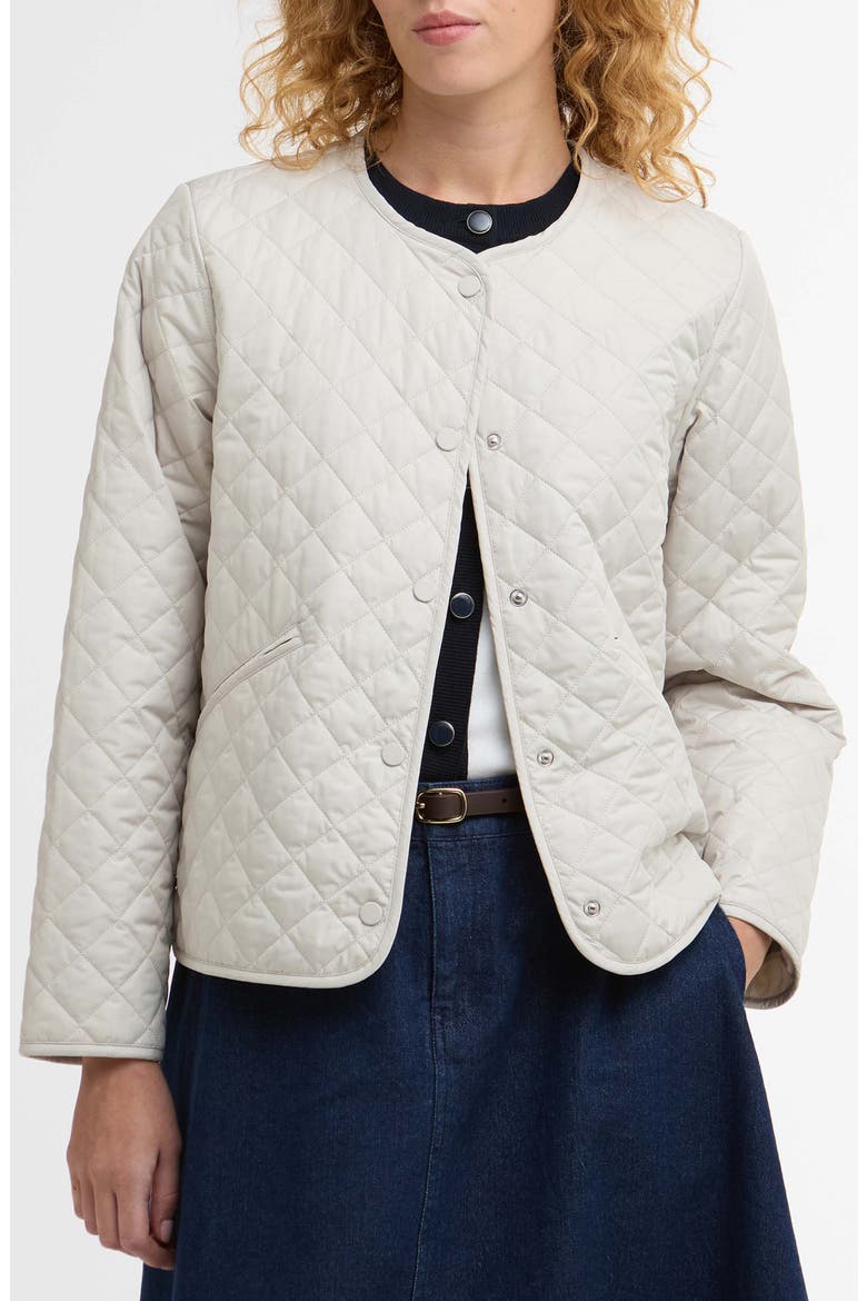 Cashel Collarless Quilted Jacket, Main, color, MIST/ DRESS NAVY TARTAN
